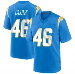 Men's McCallan Castles Los Angeles Chargers No.46 Game Powder Alternate Jersey - Blue
