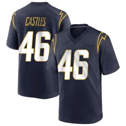 Men's McCallan Castles Los Angeles Chargers No.46 Game Team Color Jersey - Navy