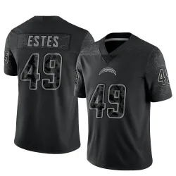 Men's Mike Estes Los Angeles Chargers No.49 Limited Reflective Jersey - Black