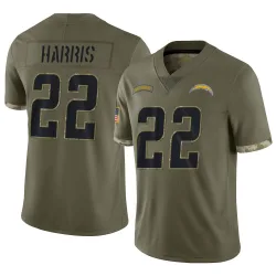Men's Najee Harris Los Angeles Chargers No.22 Limited 2022 Salute To Service Jersey - Olive