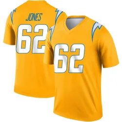 Men's Nash Jones Los Angeles Chargers No.62 Legend Inverted Jersey - Gold