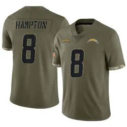 Men's Omarion Hampton Los Angeles Chargers No.8 Limited 2022 Salute To Service Jersey - Olive