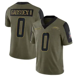 Men's Oronde Gadsden II Los Angeles Chargers No.0 Limited 2021 Salute To Service Jersey - Olive