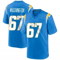 Men's Savion Washington Los Angeles Chargers No.67 Game Powder Alternate Jersey - Blue