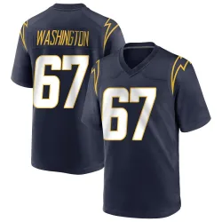 Men's Savion Washington Los Angeles Chargers No.67 Game Team Color Jersey - Navy