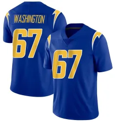 Men's Savion Washington Los Angeles Chargers No.67 Limited 2nd Alternate Vapor Jersey - Royal