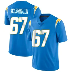 Men's Savion Washington Los Angeles Chargers No.67 Limited Powder Vapor Untouchable Alternate Jersey - Blue