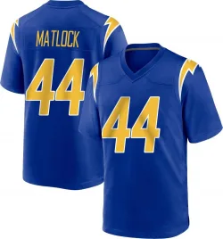 Men's Scott Matlock Los Angeles Chargers No.44 Game 2nd Alternate Jersey - Royal