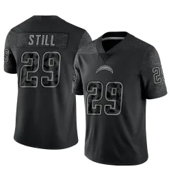 Men's Tarheeb Still Los Angeles Chargers No.29 Limited Reflective Jersey - Black