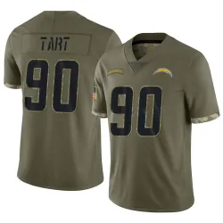 Men's Teair Tart Los Angeles Chargers No.90 Limited 2022 Salute To Service Jersey - Olive