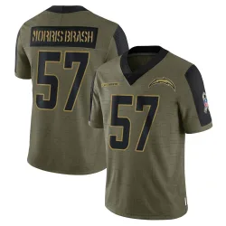 Men's Tre'Mon Morris-Brash Los Angeles Chargers No.57 Limited 2021 Salute To Service Jersey - Olive