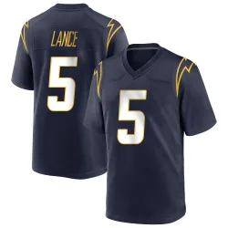 Men's Trey Lance Los Angeles Chargers No.5 Game Team Color Jersey - Navy