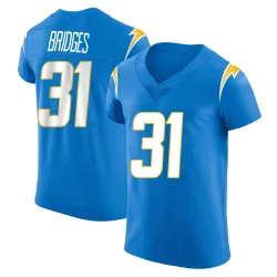 Men's Trikweze Bridges Los Angeles Chargers No.31 Elite Alternate Vapor Untouchable Jersey - Blue