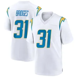 Men's Trikweze Bridges Los Angeles Chargers No.31 Game Jersey - White
