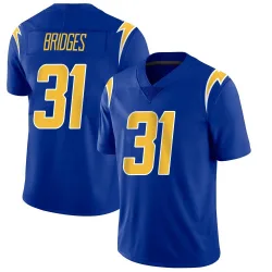Men's Trikweze Bridges Los Angeles Chargers No.31 Limited 2nd Alternate Vapor Jersey - Royal