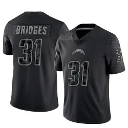 Men's Trikweze Bridges Los Angeles Chargers No.31 Limited Reflective Jersey - Black