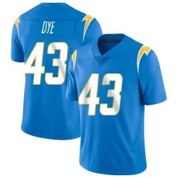 Men's Troy Dye Los Angeles Chargers No.43 Limited Powder Vapor Untouchable Alternate Jersey - Blue