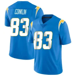 Men's Tyler Conklin Los Angeles Chargers No.83 Limited Powder Vapor Untouchable Alternate Jersey - Blue