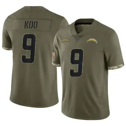 Men's Younghoe Koo Los Angeles Chargers No.9 Limited 2022 Salute To Service Jersey - Olive