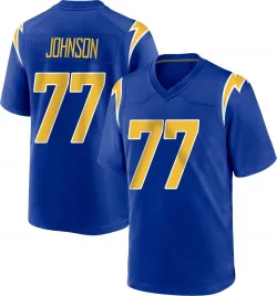 Men's Zion Johnson Los Angeles Chargers No.77 Game 2nd Alternate Jersey - Royal