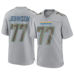 Men's Zion Johnson Los Angeles Chargers No.77 Game Atmosphere Fashion Jersey - Gray