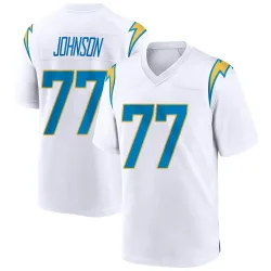 Men's Zion Johnson Los Angeles Chargers No.77 Game Jersey - White