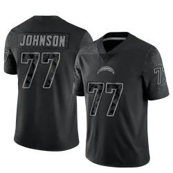 Men's Zion Johnson Los Angeles Chargers No.77 Limited Reflective Jersey - Black