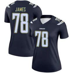 Women's Andre James Los Angeles Chargers No.78 Legend Jersey - Navy