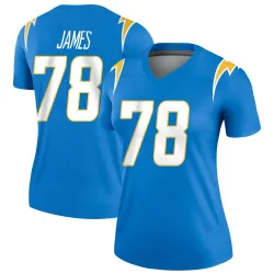 Women's Andre James Los Angeles Chargers No.78 Legend Powder Jersey - Blue
