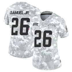 Women's Asante Samuel Jr. Los Angeles Chargers No.26 Limited 2024 Salute to Service Jersey - Arctic Camo