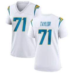 Women's Branson Taylor Los Angeles Chargers No.71 Game Jersey - White