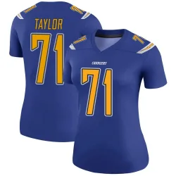 Women's Branson Taylor Los Angeles Chargers No.71 Legend Color Rush Jersey - Royal