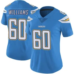 Women's Bucky Williams Los Angeles Chargers No.60 Limited Powder Vapor Untouchable Alternate Jersey - Blue