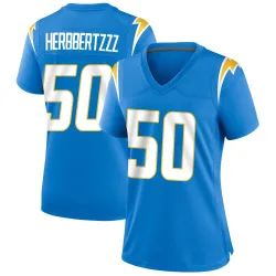 Women's Caleb Murphy Los Angeles Chargers No.50 Game Powder Alternate Jersey - Blue