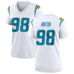 Women's Christopher Hinton Los Angeles Chargers No.98 Game Jersey - White