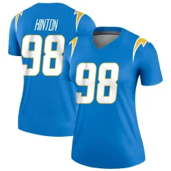 Women's Christopher Hinton Los Angeles Chargers No.98 Legend Powder Jersey - Blue