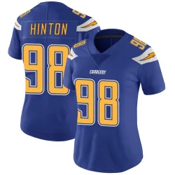 Women's Christopher Hinton Los Angeles Chargers No.98 Limited Color Rush Vapor Untouchable Jersey - Royal
