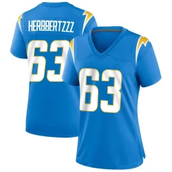 Women's Corey Linsley Los Angeles Chargers No.63 Game Powder Alternate Jersey - Blue