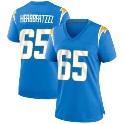 Women's Corey Stewart Los Angeles Chargers No.65 Game Powder Alternate Jersey - Blue