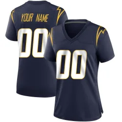 Women's Custom Los Angeles Chargers No.00 Game Team Color Jersey - Navy
