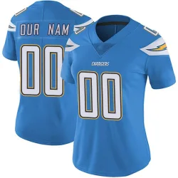 Women's Custom Los Angeles Chargers No.00 Limited Powder Vapor Untouchable Alternate Jersey - Blue