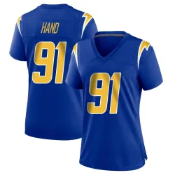 Women's Da'Shawn Hand Los Angeles Chargers No.91 Game 2nd Alternate Jersey - Royal
