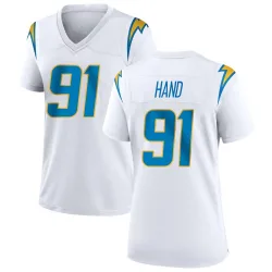 Women's Da'Shawn Hand Los Angeles Chargers No.91 Game Jersey - White