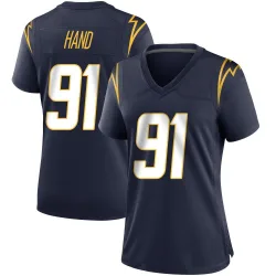Women's Da'Shawn Hand Los Angeles Chargers No.91 Game Team Color Jersey - Navy