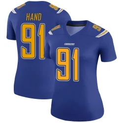 Women's Da'Shawn Hand Los Angeles Chargers No.91 Legend Color Rush Jersey - Royal