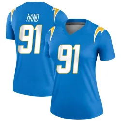 Women's Da'Shawn Hand Los Angeles Chargers No.91 Legend Powder Jersey - Blue