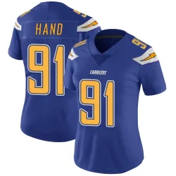 Women's Da'Shawn Hand Los Angeles Chargers No.91 Limited Color Rush Vapor Untouchable Jersey - Royal