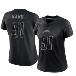 Women's Da'Shawn Hand Los Angeles Chargers No.91 Limited Reflective Jersey - Black