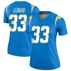Women's Deane Leonard Los Angeles Chargers No.33 Legend Powder Jersey - Blue