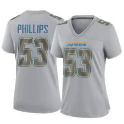 Women's Del'Shawn Phillips Los Angeles Chargers No.53 Game Atmosphere Fashion Jersey - Gray
